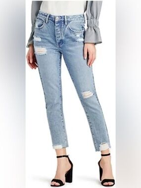 Sam Edelman Light Blue Distressed Ankle Jeans The Stiletto Straight